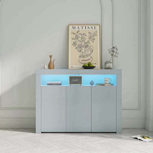 Sideboard Storage Cabinet High Gloss with LED Light