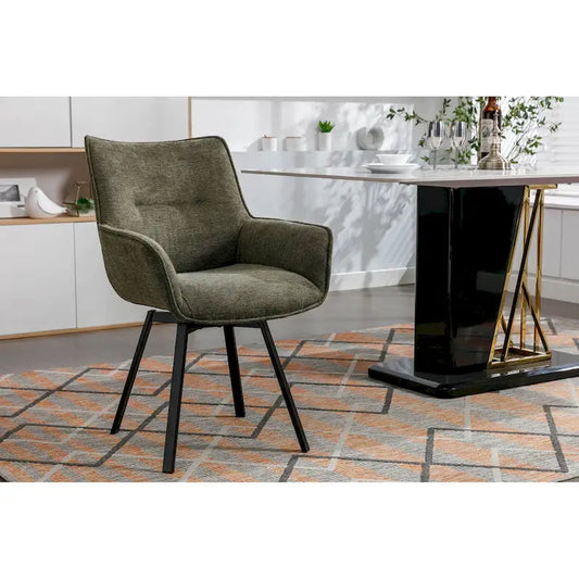 Porthos Home Mirri Swivel Fabric Dining Chair with Steel Legs