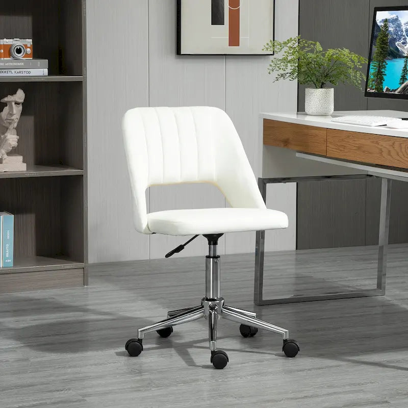 Vinsetto Modern Mid Back Office Chair with Velvet Fabric, Swivel Computer Armless Desk Chair