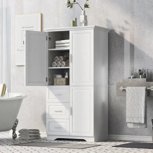 Tall and Wide Storage Cabinet with Doors for Bathroom/Office