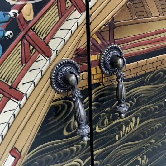 51.18 Sideboard Pure handcrafted vintage painted double sliding door partition storage entryway decorative cabinet