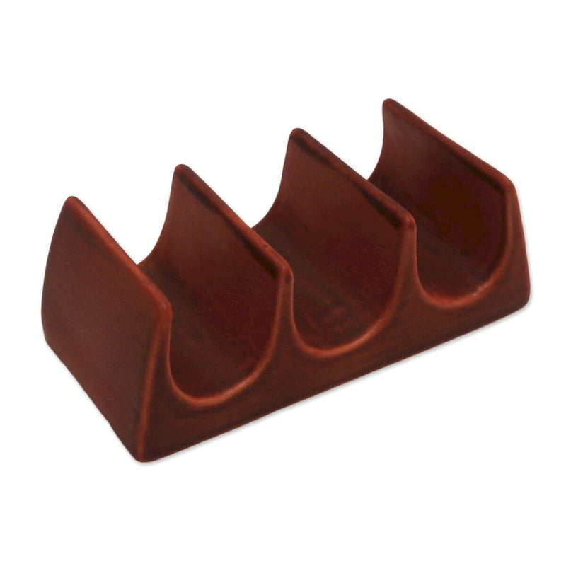 Novica Handmade Bali Waves Ceramic Taco Holder