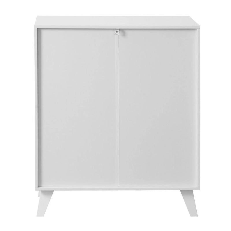 White 2-Glass Door Storage Cabinet with Adjustable Shelf
