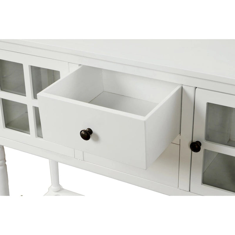 Farmhouse White Wood Entryway Console Table Buffet Storage Cabinet