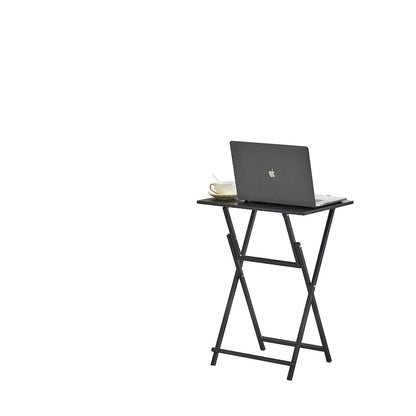 2-Piece Folding TV Tray Table,Portable Sofa Side Table,Industrial Snack Table, Space-Saving Easy to Fold Wood Rustic