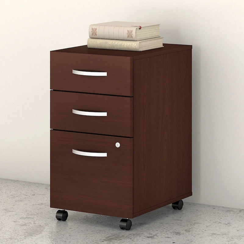 3-Drawer Mobile File Cabinet with Lock – Multiple Finishes, 1-Person