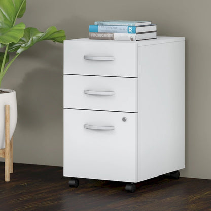 3-Drawer Mobile File Cabinet with Lock – Multiple Finishes, 1-Person