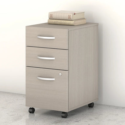 3-Drawer Mobile File Cabinet with Lock – Multiple Finishes, 1-Person
