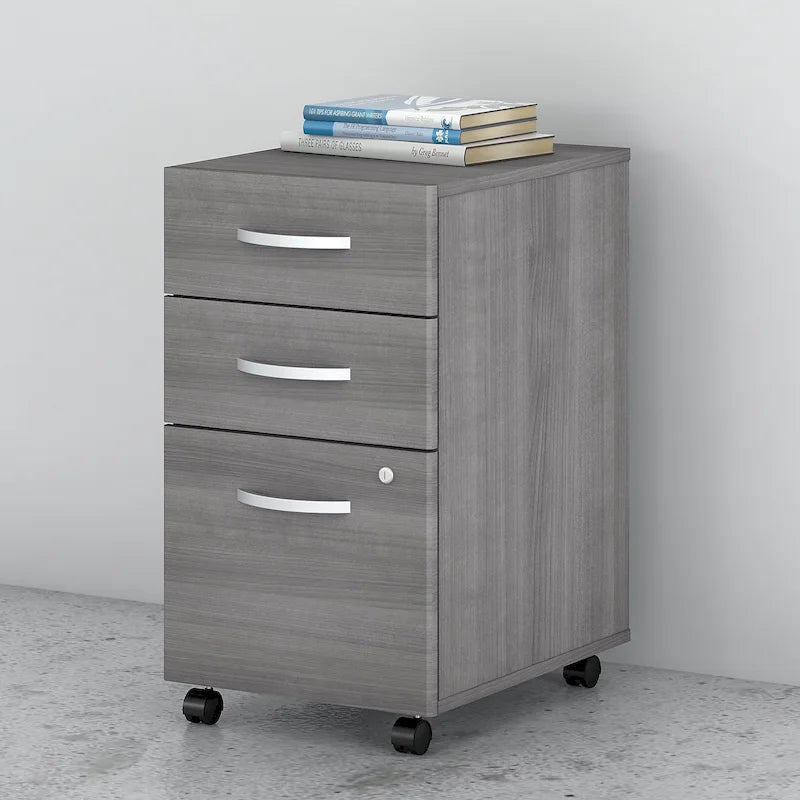 3-Drawer Mobile File Cabinet with Lock – Multiple Finishes, 1-Person