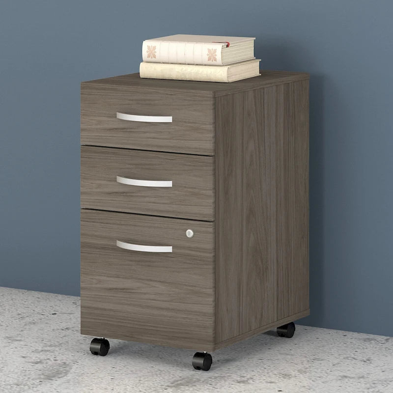 3-Drawer Mobile File Cabinet with Lock – Multiple Finishes, 1-Person