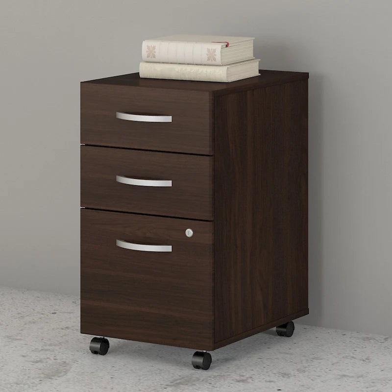 3-Drawer Mobile File Cabinet with Lock – Multiple Finishes, 1-Person