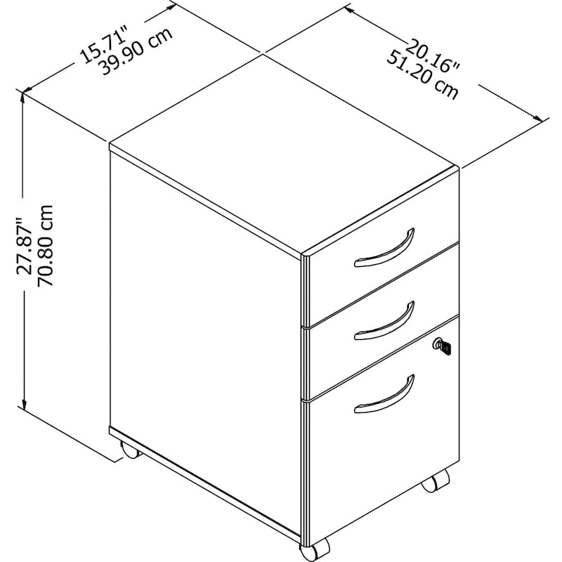 3-Drawer Mobile File Cabinet with Lock – Multiple Finishes, 1-Person