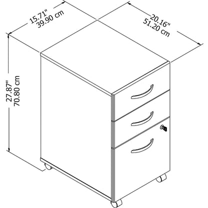 3-Drawer Mobile File Cabinet with Lock – Multiple Finishes, 1-Person