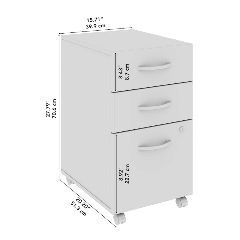 3-Drawer Mobile File Cabinet with Lock – Multiple Finishes, 1-Person