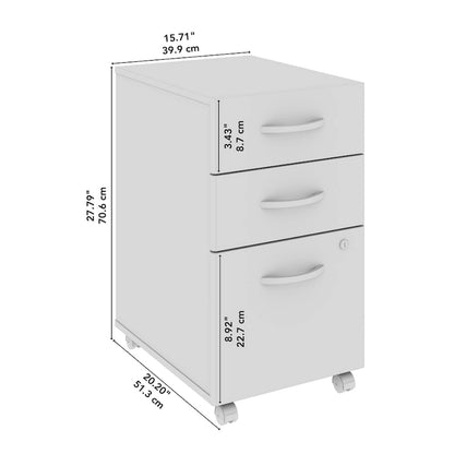 3-Drawer Mobile File Cabinet with Lock – Multiple Finishes, 1-Person