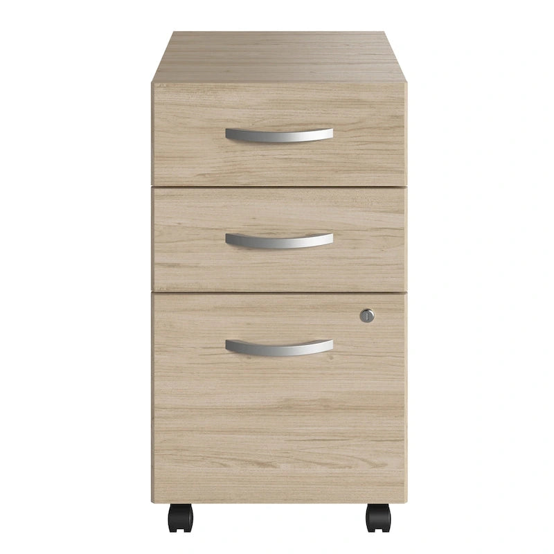 3-Drawer Mobile File Cabinet with Lock – Multiple Finishes, 1-Person