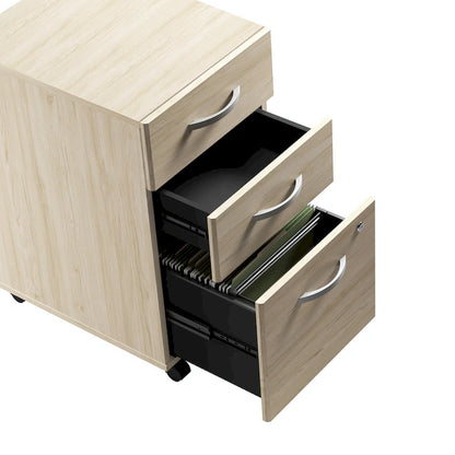 3-Drawer Mobile File Cabinet with Lock – Multiple Finishes, 1-Person
