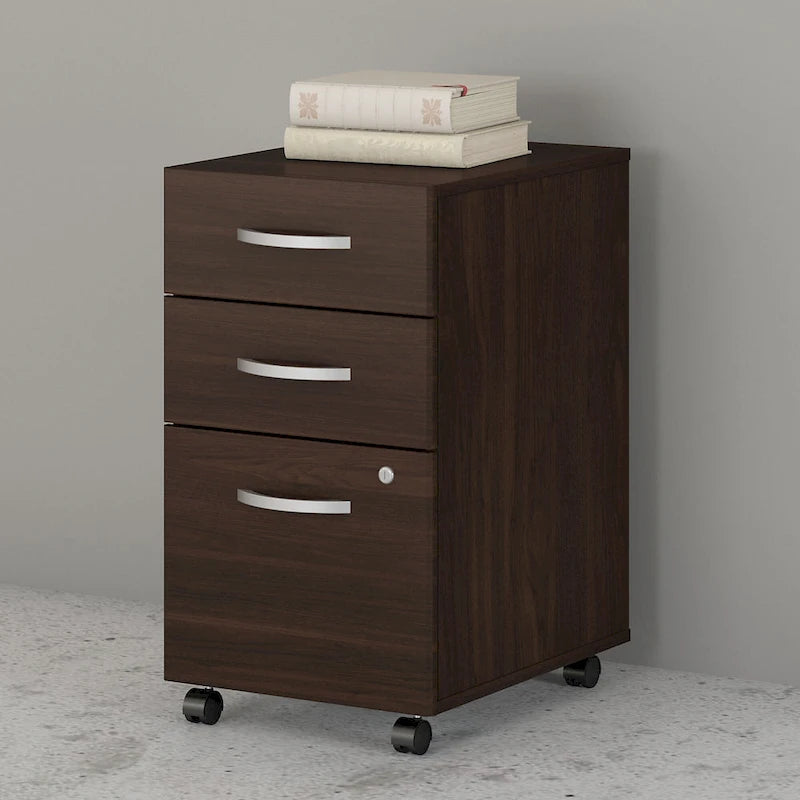 3-Drawer Mobile File Cabinet with Lock – Multiple Finishes, 1-Person