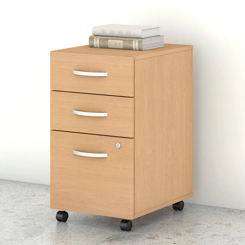 3-Drawer Mobile File Cabinet with Lock – Multiple Finishes, 1-Person
