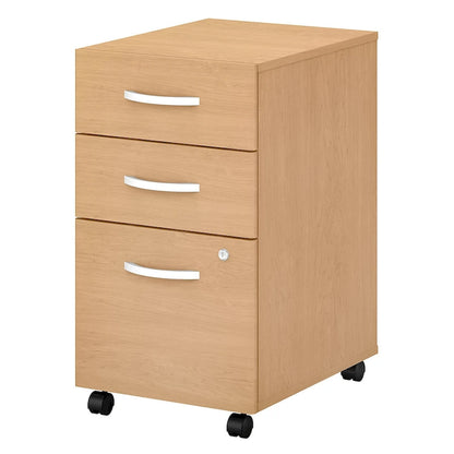 3-Drawer Mobile File Cabinet with Lock – Multiple Finishes, 1-Person