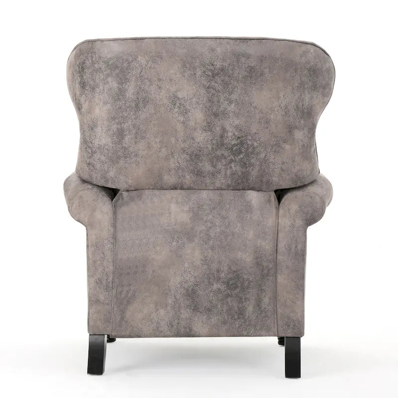 Purple Push Back Recliner with Copper Accents and Rolled Arms