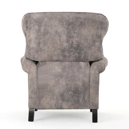 Purple Push Back Recliner with Copper Accents and Rolled Arms