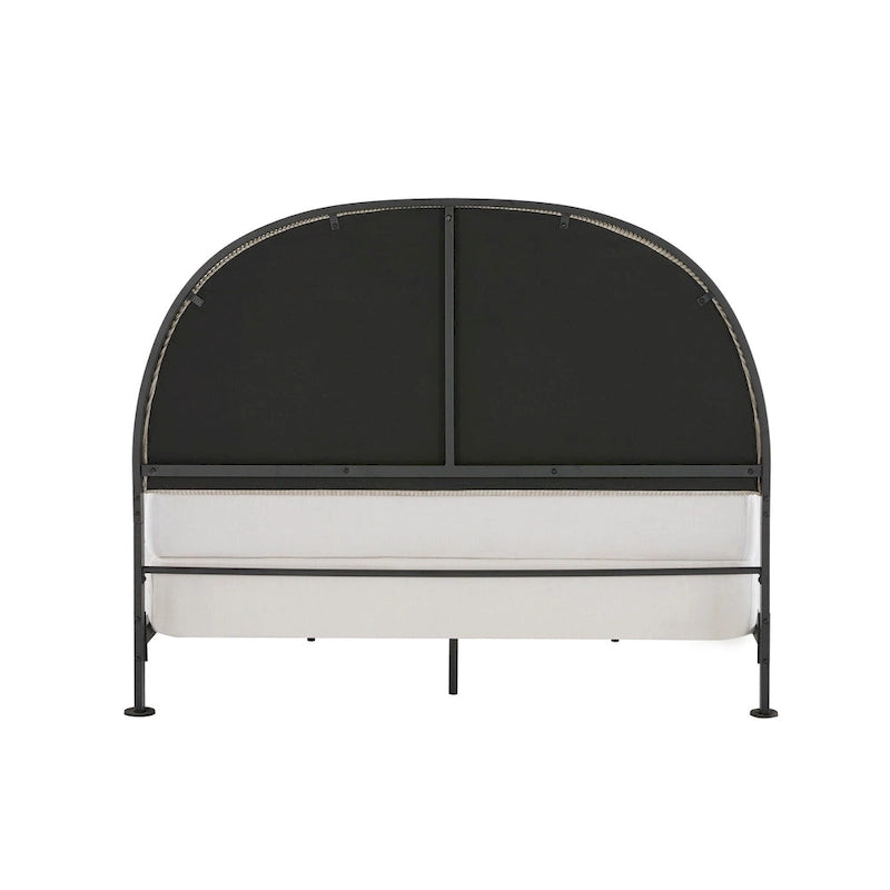 Black / Gray Fabric Headboard Queen Bed, Fits 1–2