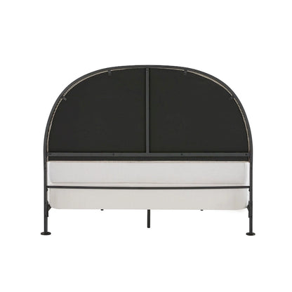 Black / Gray Fabric Headboard Queen Bed, Fits 1–2