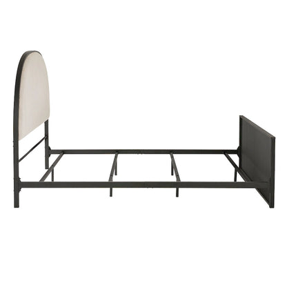 Black / Gray Fabric Headboard Queen Bed, Fits 1–2