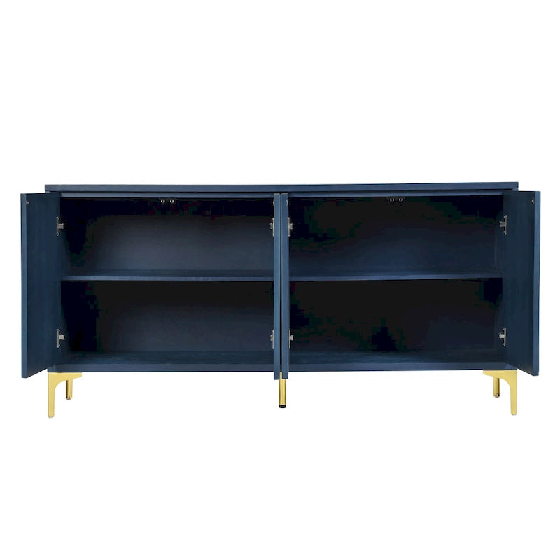 4-Door Sideboard with Arched Grooves and Adjustable Shelves