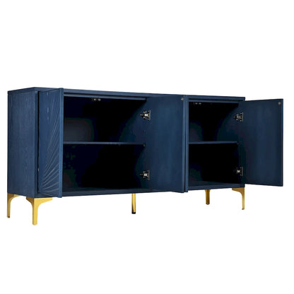 4-Door Sideboard with Arched Grooves and Adjustable Shelves
