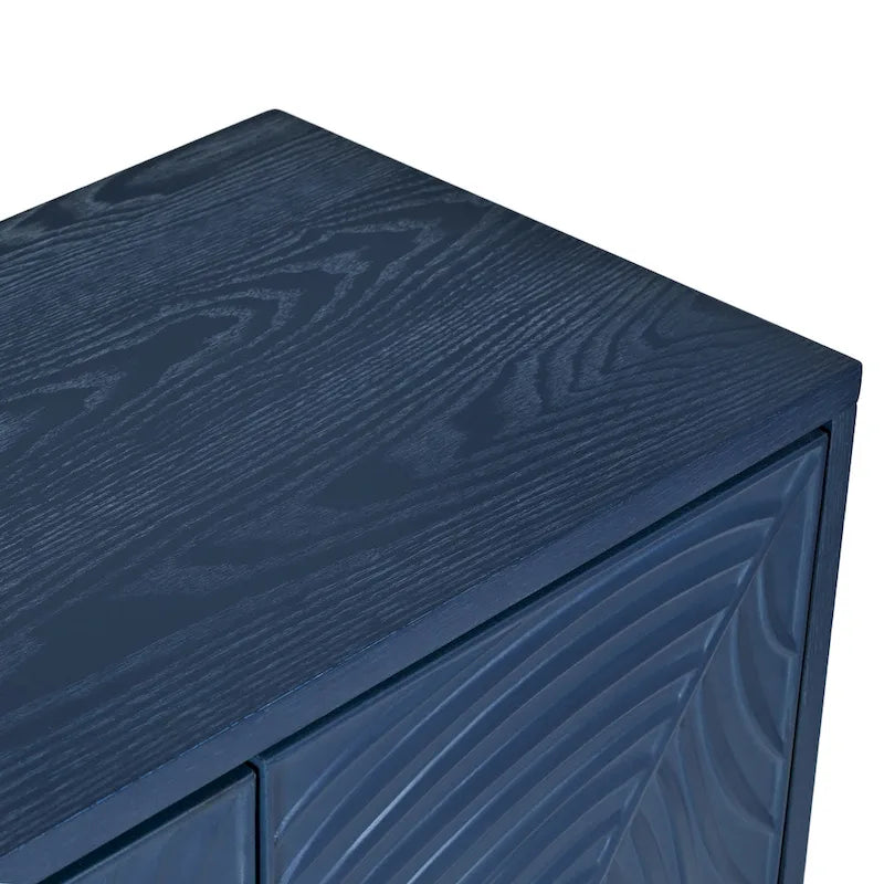 4-Door Sideboard with Arched Grooves and Adjustable Shelves