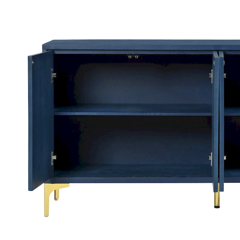 4-Door Sideboard with Arched Grooves and Adjustable Shelves