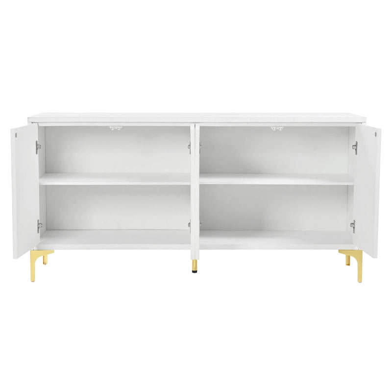 4-Door Sideboard with Arched Grooves and Adjustable Shelves