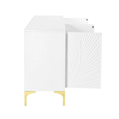 4-Door Sideboard with Arched Grooves and Adjustable Shelves