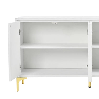 4-Door Sideboard with Arched Grooves and Adjustable Shelves