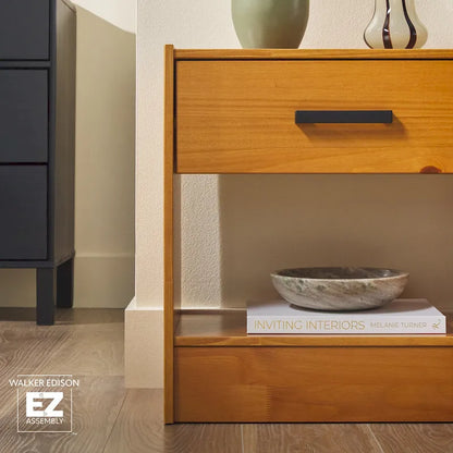 Walker Edison Modern Easy Assembly 1-Drawer Solid Wood Nightstand