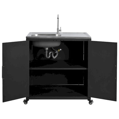 Outdoor Movable Kitchen Sink Patio Modular Kitchen Sink Station with Cabinet