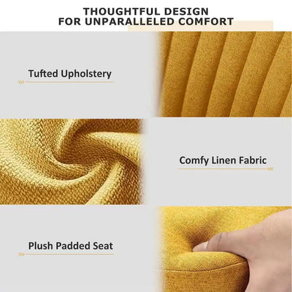 Chic Channel Tufted Back Fabric Vanity Swivel Task Chair Office Chair for Home & Make-up