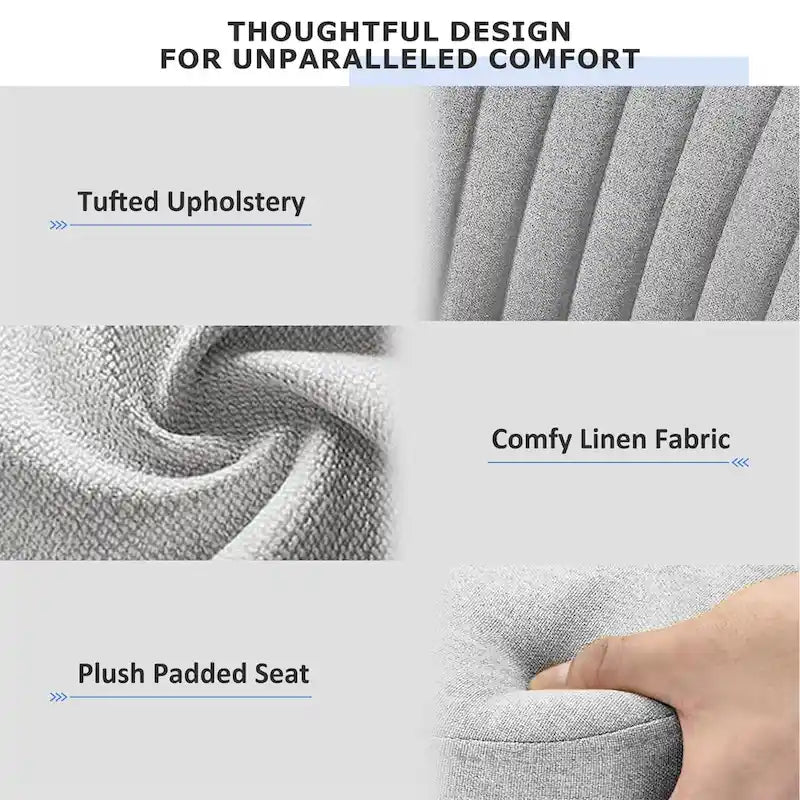 Chic Channel Tufted Back Fabric Vanity Swivel Task Chair Office Chair for Home & Make-up