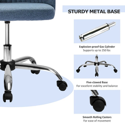 Chic Channel Tufted Back Fabric Vanity Swivel Task Chair Office Chair for Home & Make-up