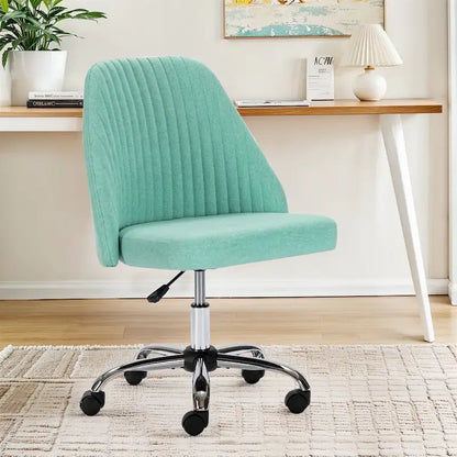 Chic Channel Tufted Back Fabric Vanity Swivel Task Chair Office Chair for Home & Make-up