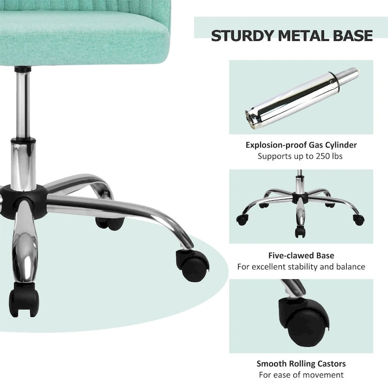 Chic Channel Tufted Back Fabric Vanity Swivel Task Chair Office Chair for Home & Make-up