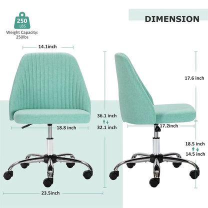 Chic Channel Tufted Back Fabric Vanity Swivel Task Chair Office Chair for Home & Make-up
