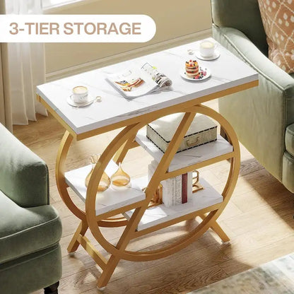 3-Tier End Table Narrow Side Table for Living Room