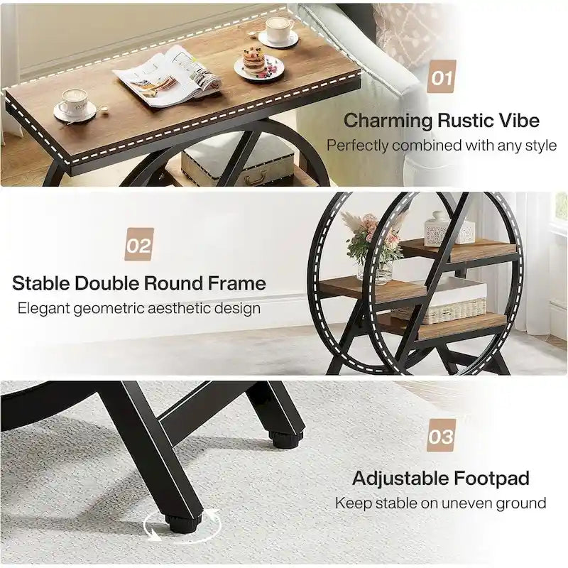 3-Tier End Table Narrow Side Table for Living Room