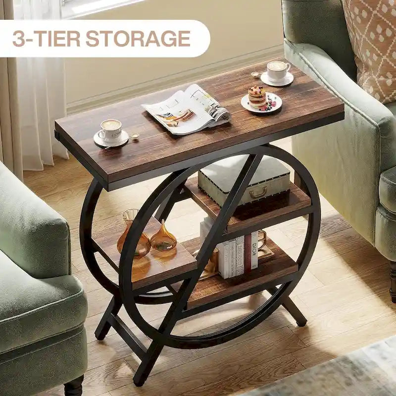 3-Tier End Table Narrow Side Table for Living Room