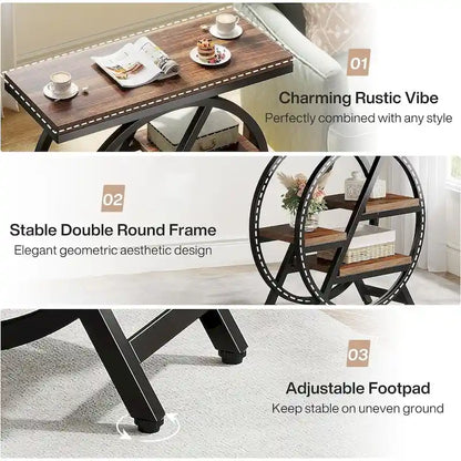 3-Tier End Table Narrow Side Table for Living Room