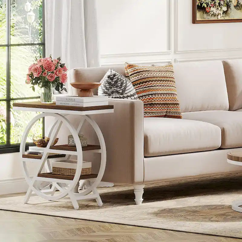3-Tier End Table Narrow Side Table for Living Room