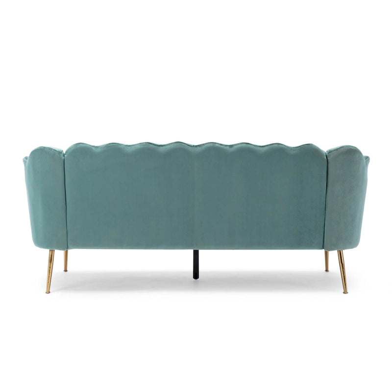 Beige / Turquoise / Blush / Natural / Honey / Teal Channel Stitched Velvet Sofa, 3-Seater, Gold Metal Legs